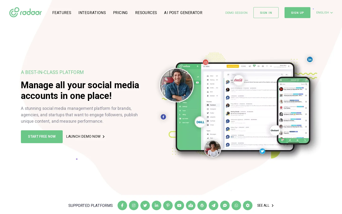 RADAAR Homepage screenshot