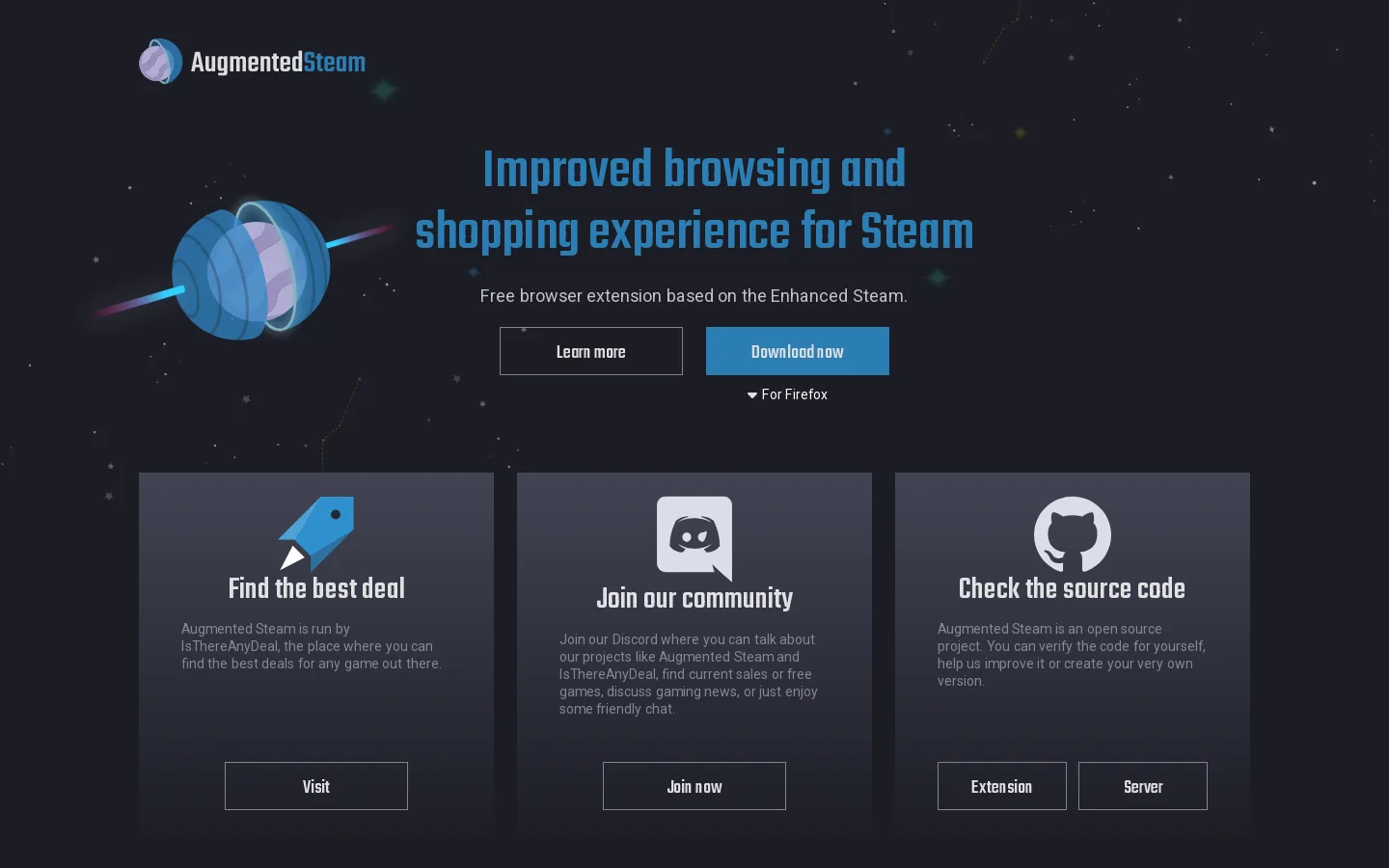 Augmented Steam Homepage screenshot