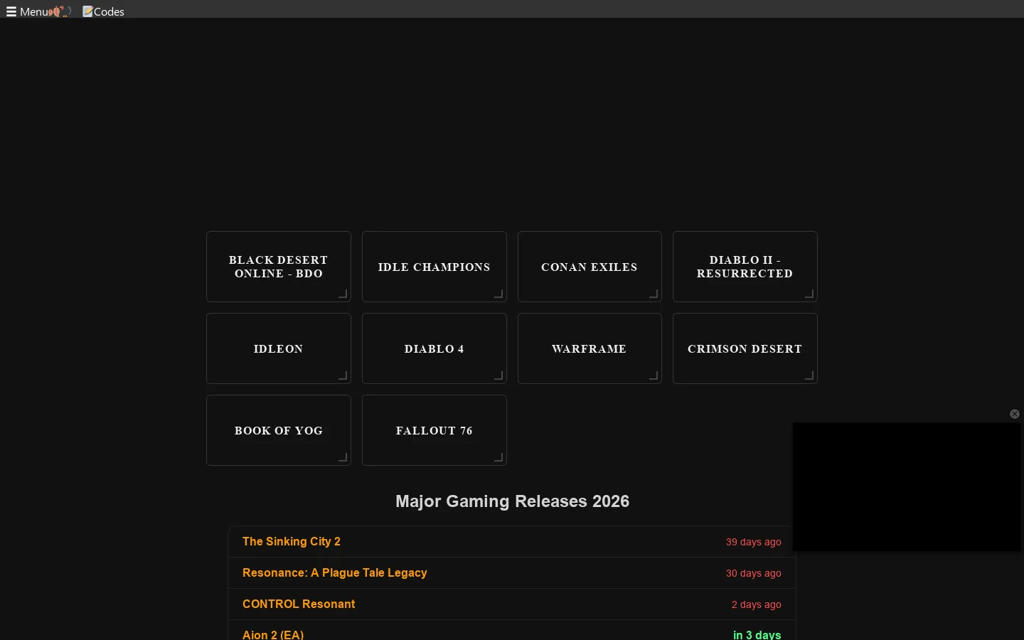Incendar.com Best Video Game Codes, Coupons, Guides, and Tools in 2026 Homepage screenshot