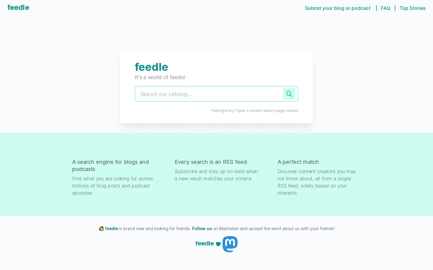 feedle Homepage screenshot