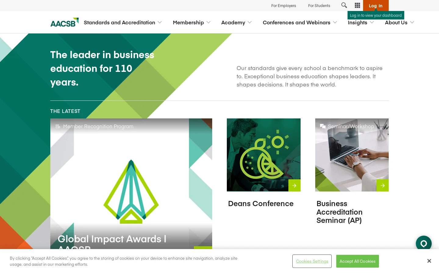 AACSB Homepage screenshot