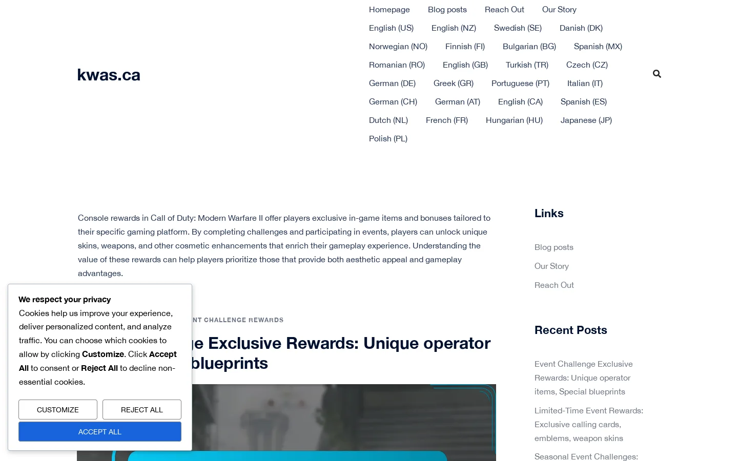 Kwas.ca Homepage screenshot