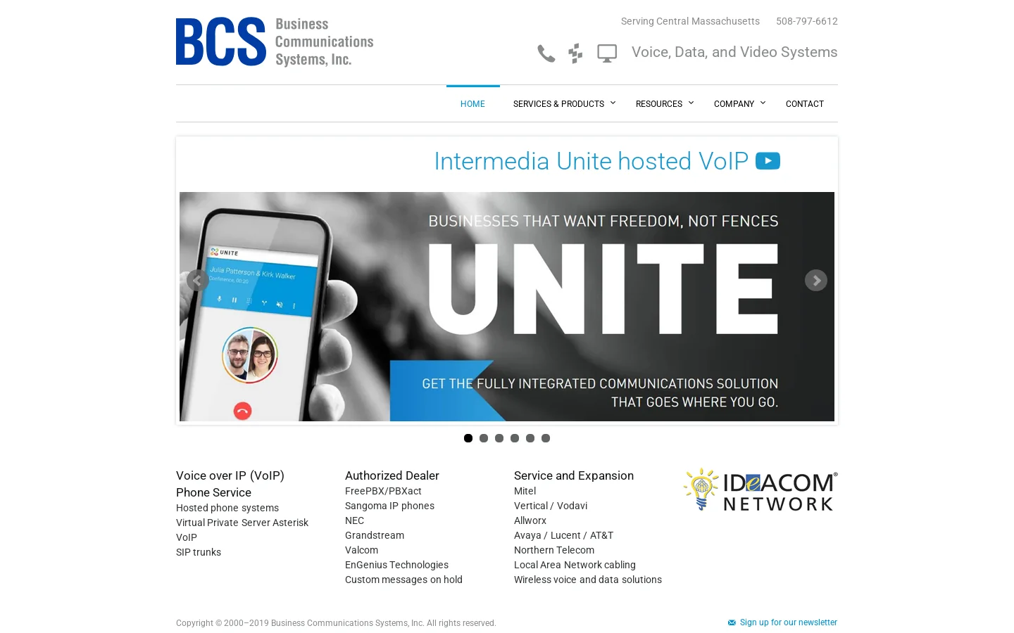 BCS - Business Phone Systems, Loudspeaker Paging & WiFi Networks - Massachusetts Homepage screenshot