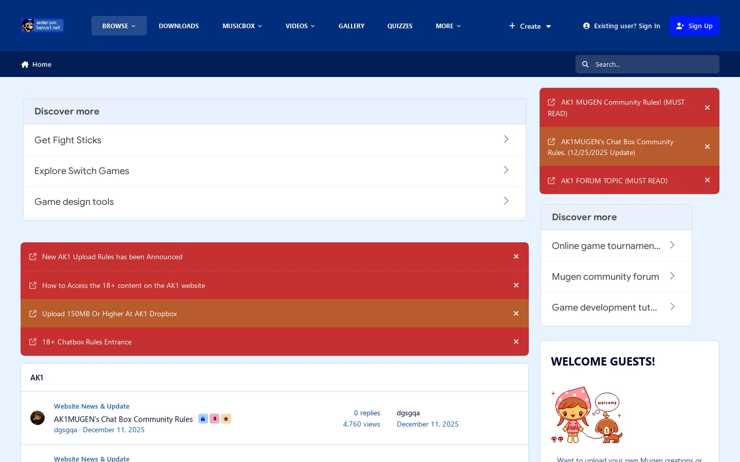 Forums - AK1 MUGEN Community Homepage screenshot