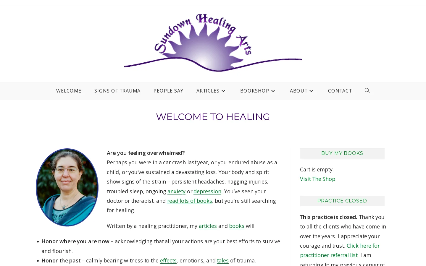Sundown Healing Arts – Intuitive, compassionate bodywork for trauma Homepage screenshot