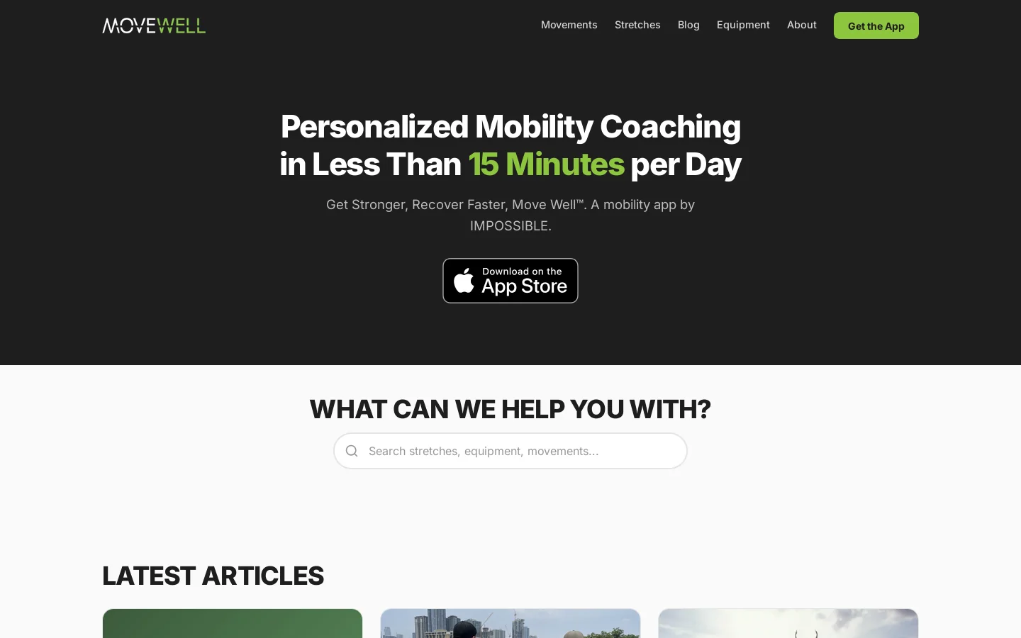 MoveWell™ — 15-Minute Mobility Routines by IMPOSSIBLE Homepage screenshot