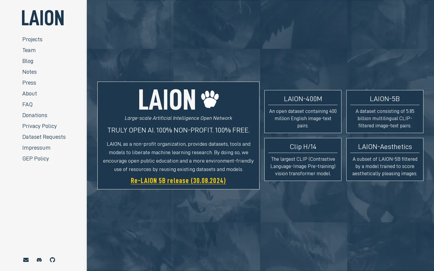 LAION Homepage screenshot
