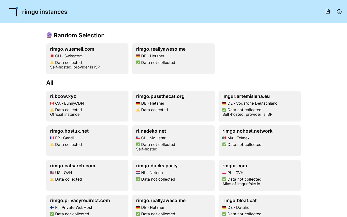 Loading InstancePage... Homepage screenshot