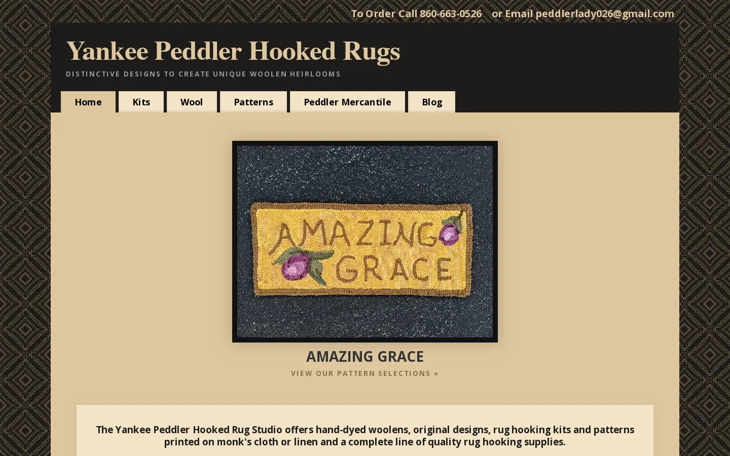 Yankee Peddler Hooked Rugs Homepage screenshot