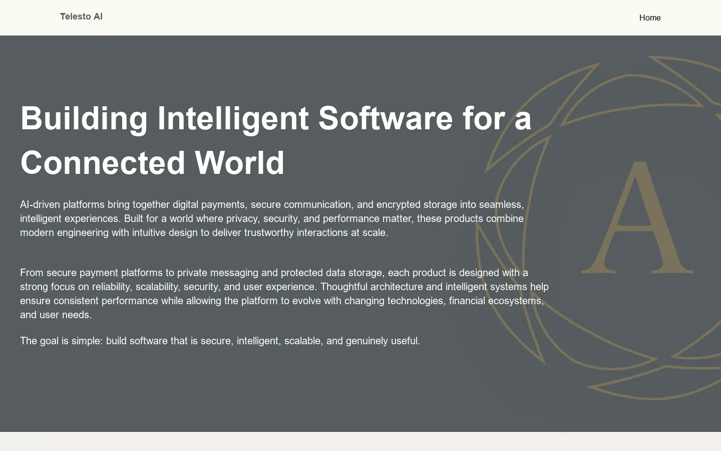 Telesto AI - Secura: An end-to-end secure messaging and payments platform. Best Gin Rummy: The ultimate two-player Gin Rummy experience. Homepage screenshot