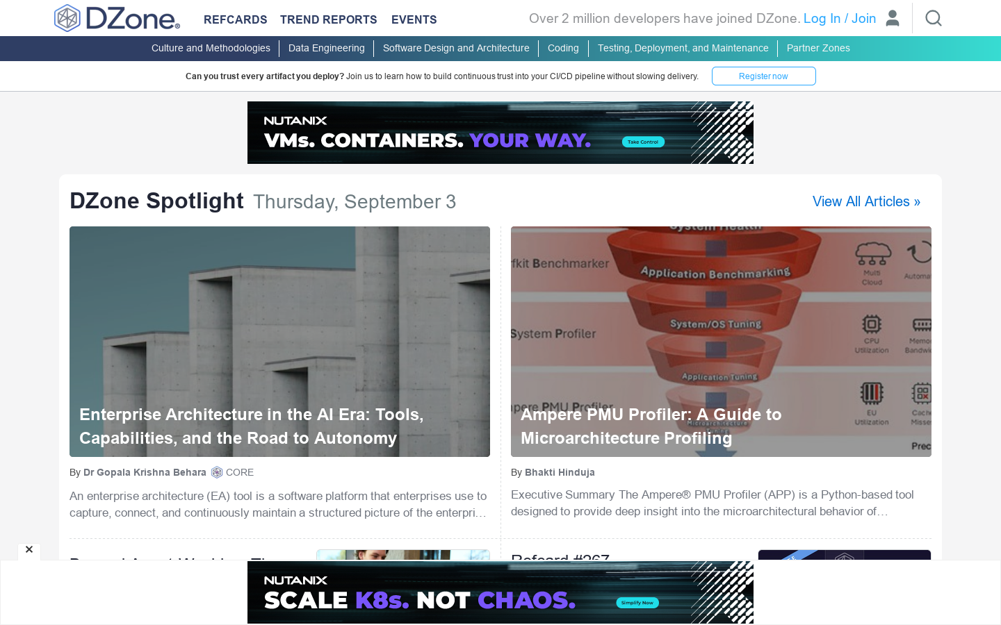 DZone Homepage screenshot