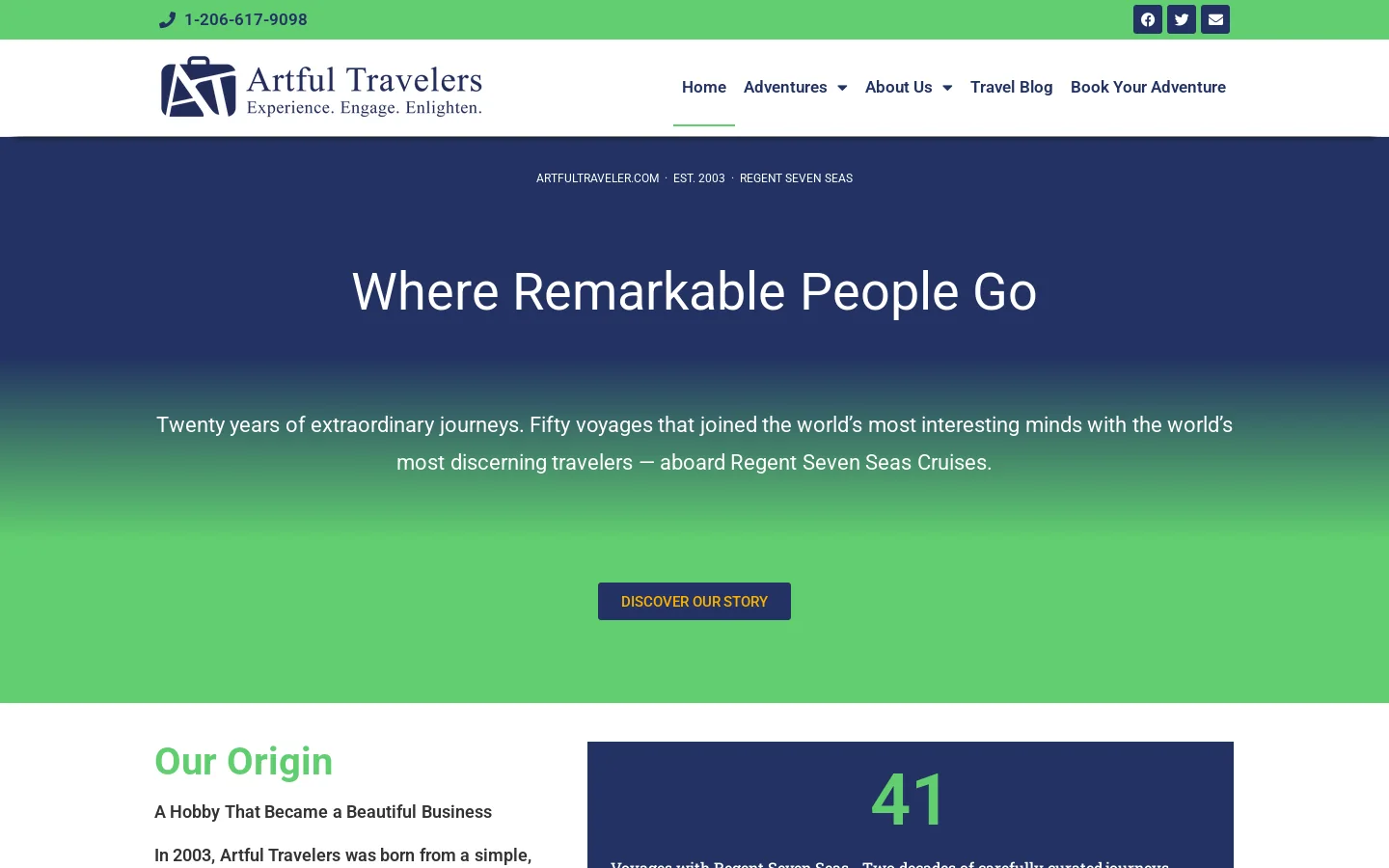 Artful Travelers Homepage screenshot
