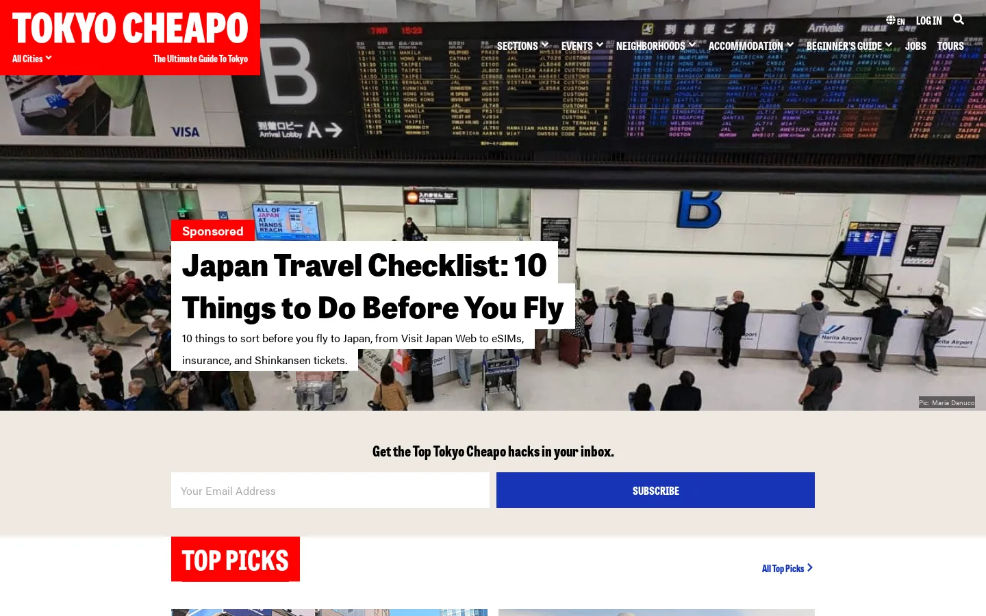 Tokyo Cheapo Homepage screenshot