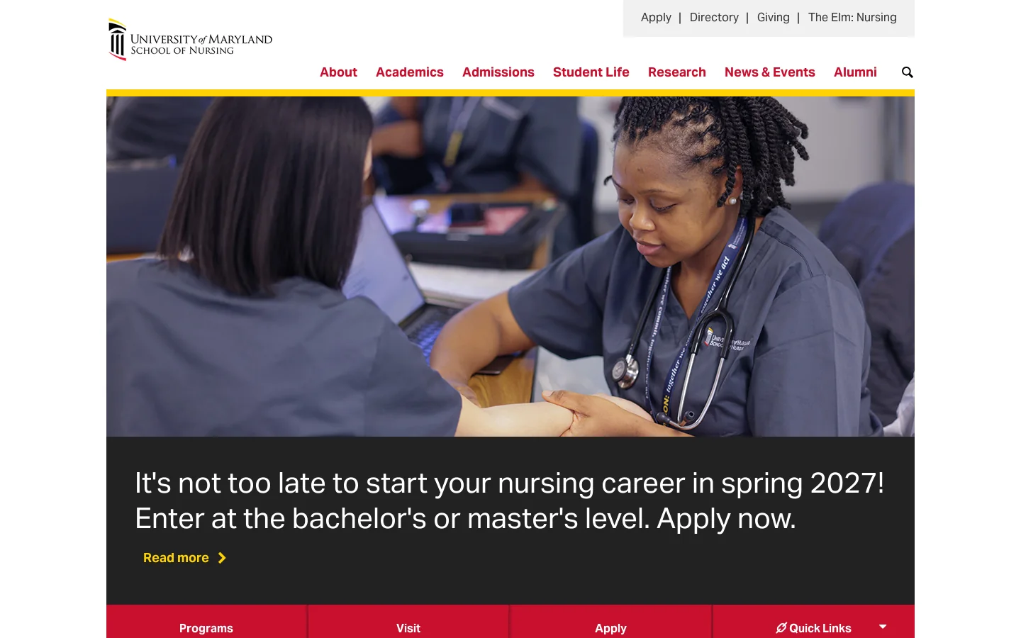 Home | University of Maryland School of Nursing Homepage screenshot