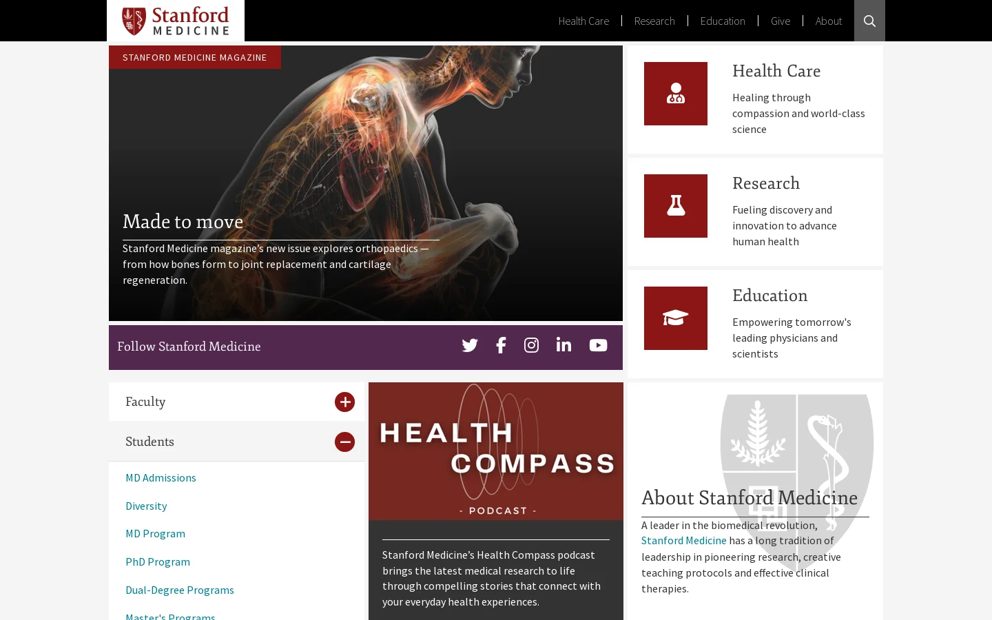 Home | Stanford Medicine Homepage screenshot