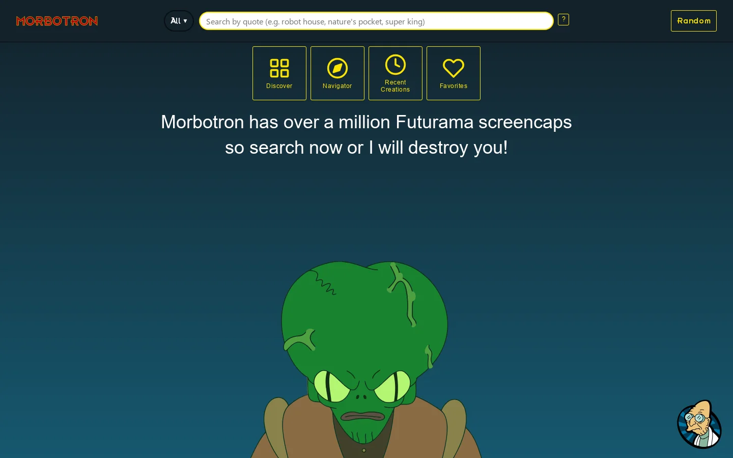 Morbotron Homepage screenshot