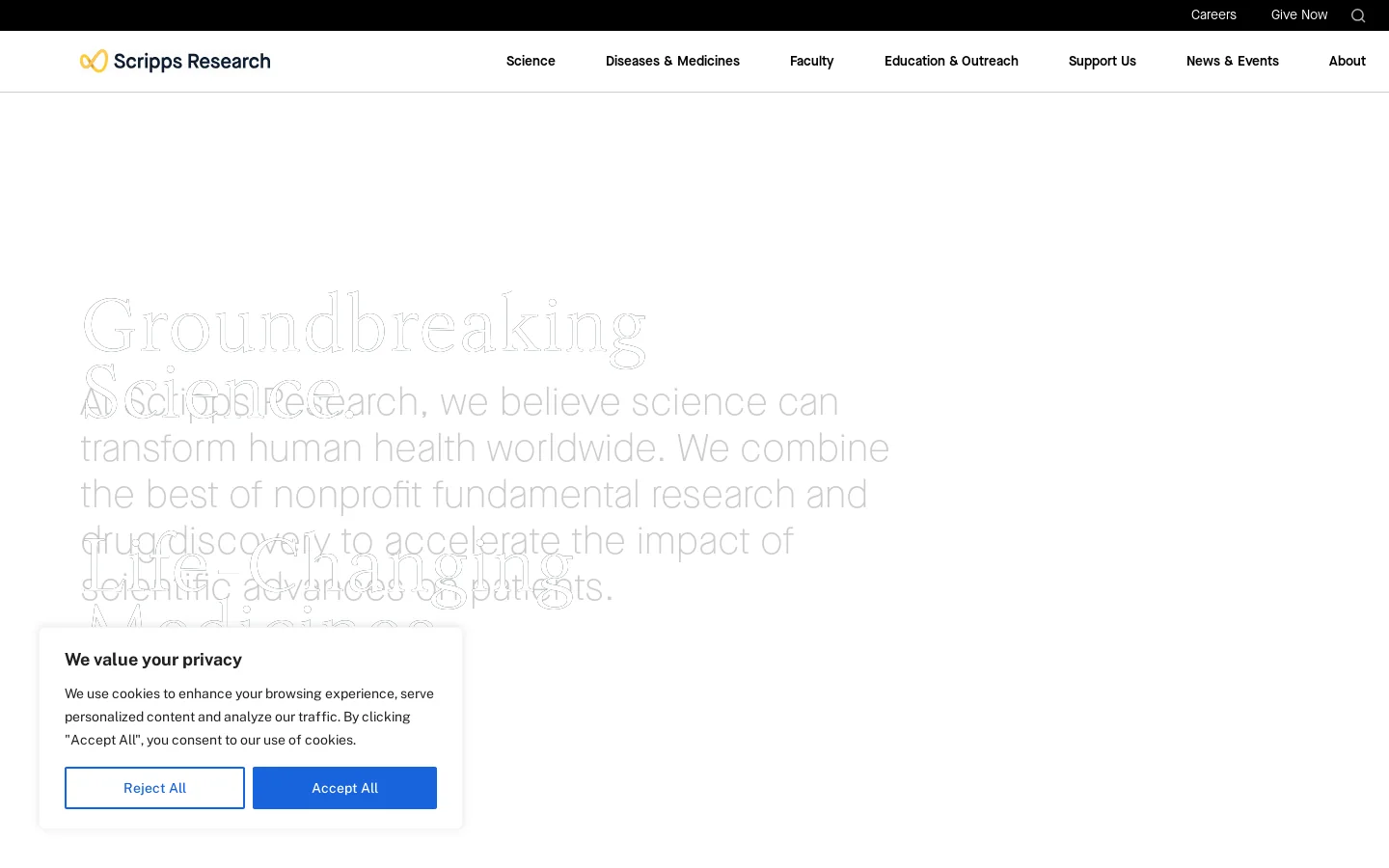 Scripps Research Homepage screenshot