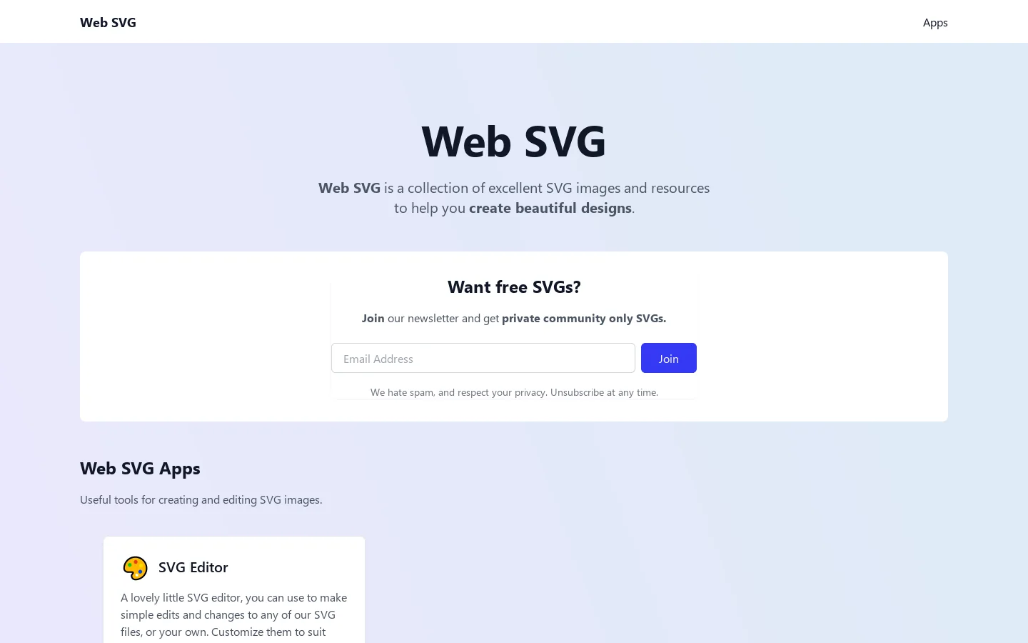 Web SVG Homepage screenshot