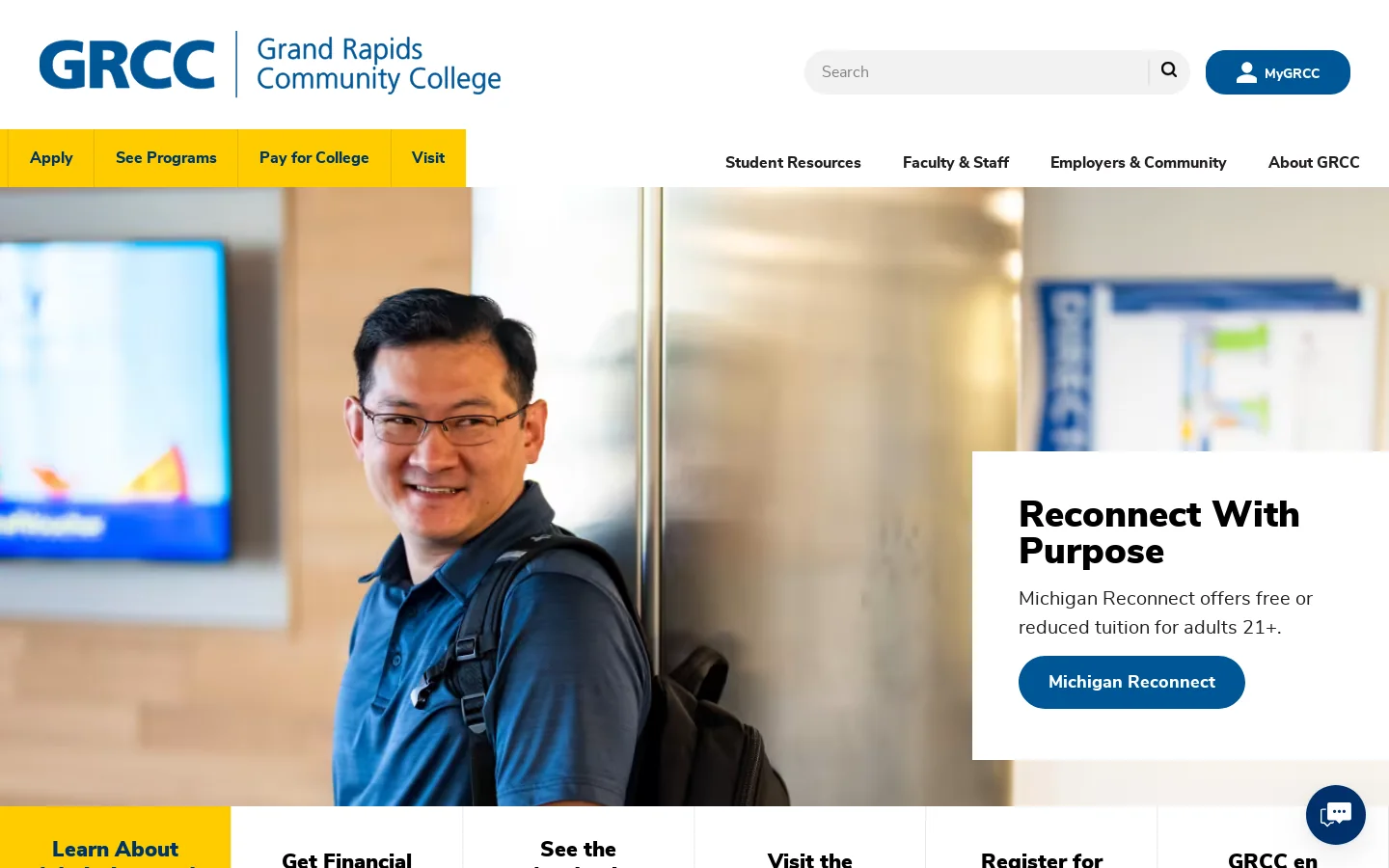 Grand Rapids Community College Homepage screenshot