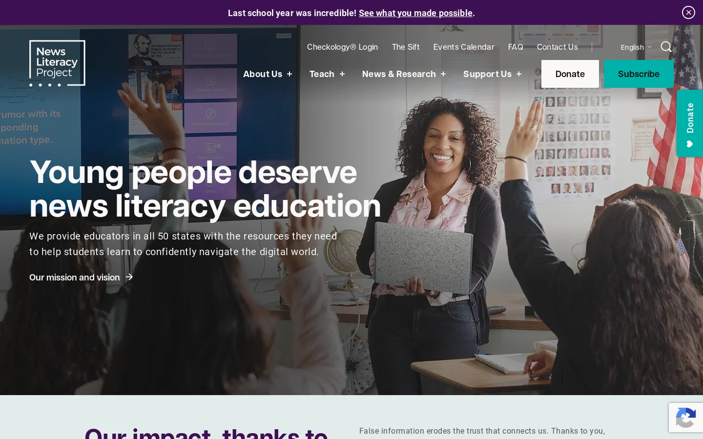 The News Literacy Project Homepage screenshot