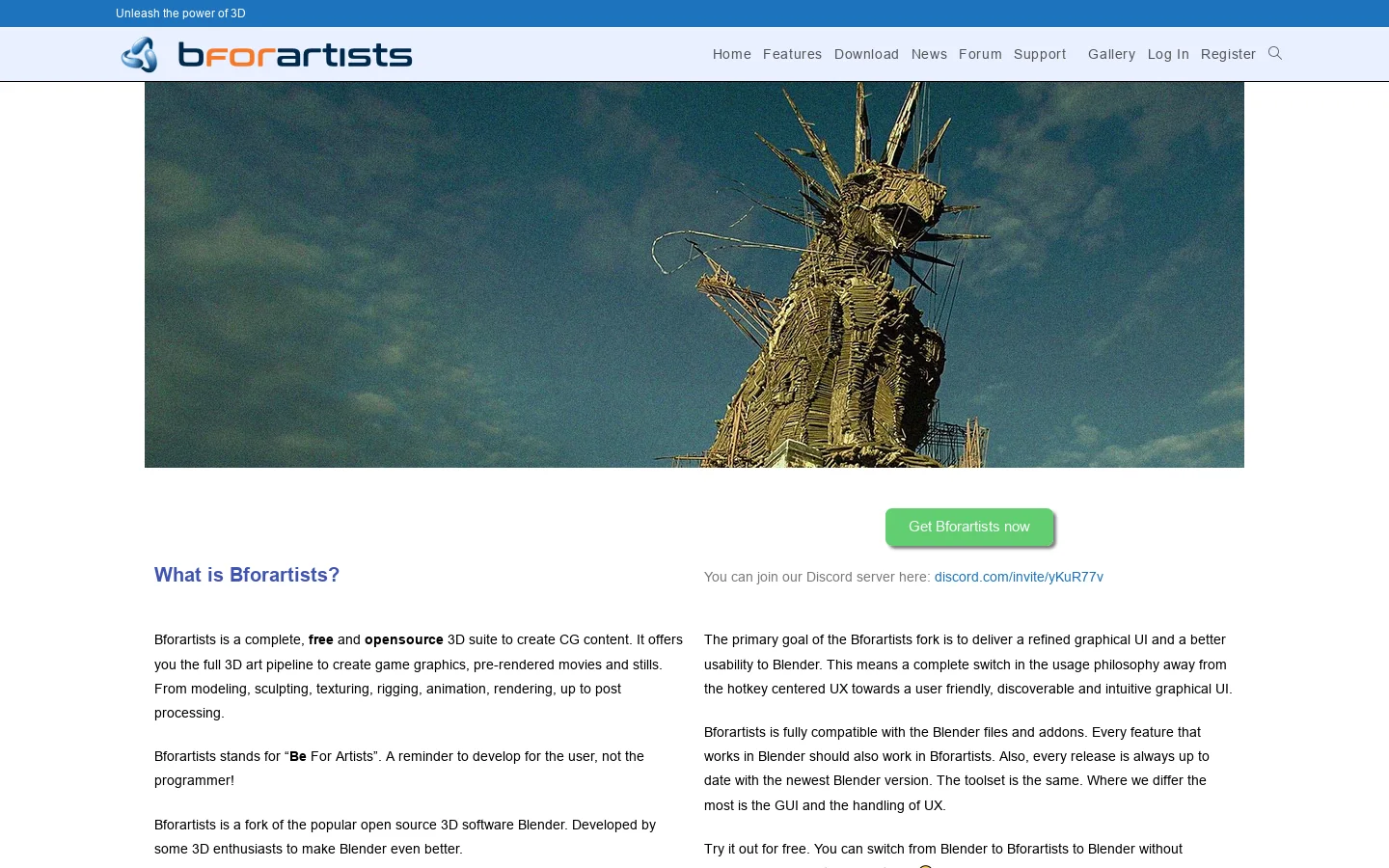 Bforartists Homepage screenshot