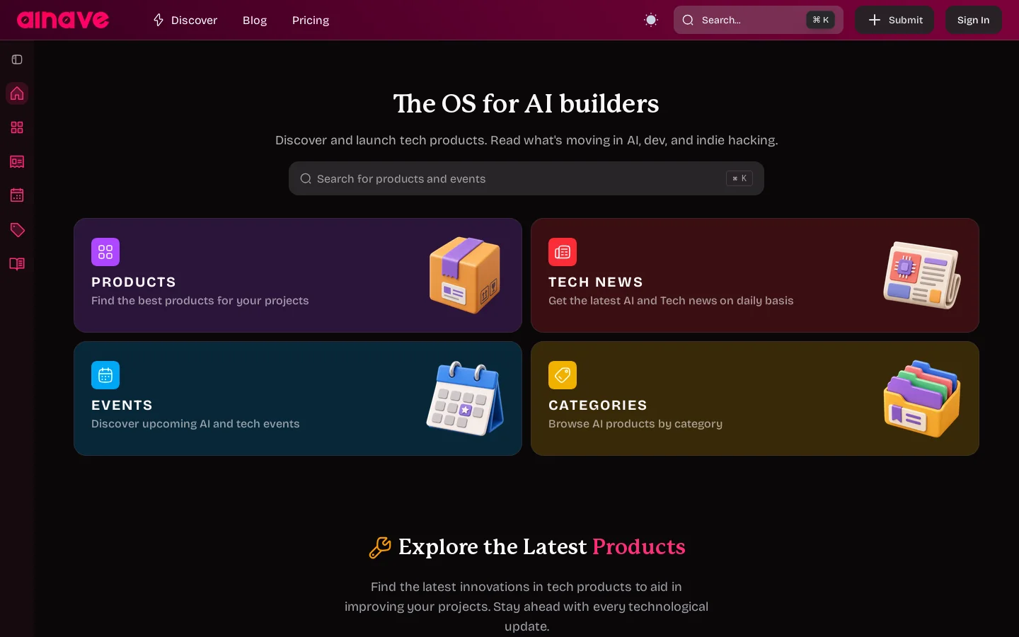 AINave Homepage screenshot