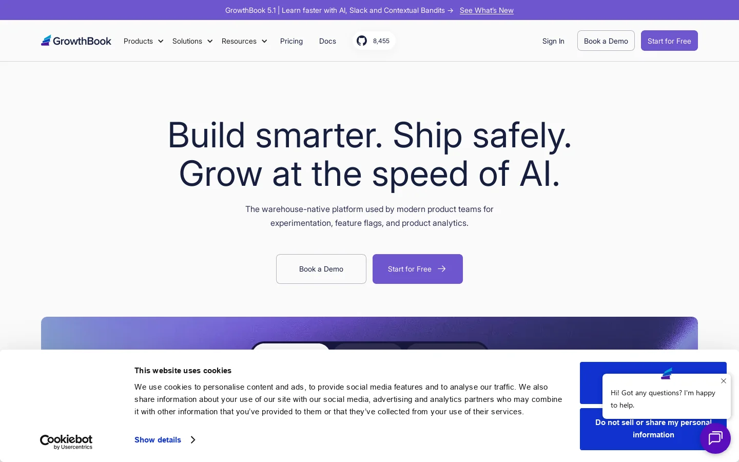 GrowthBook Homepage screenshot