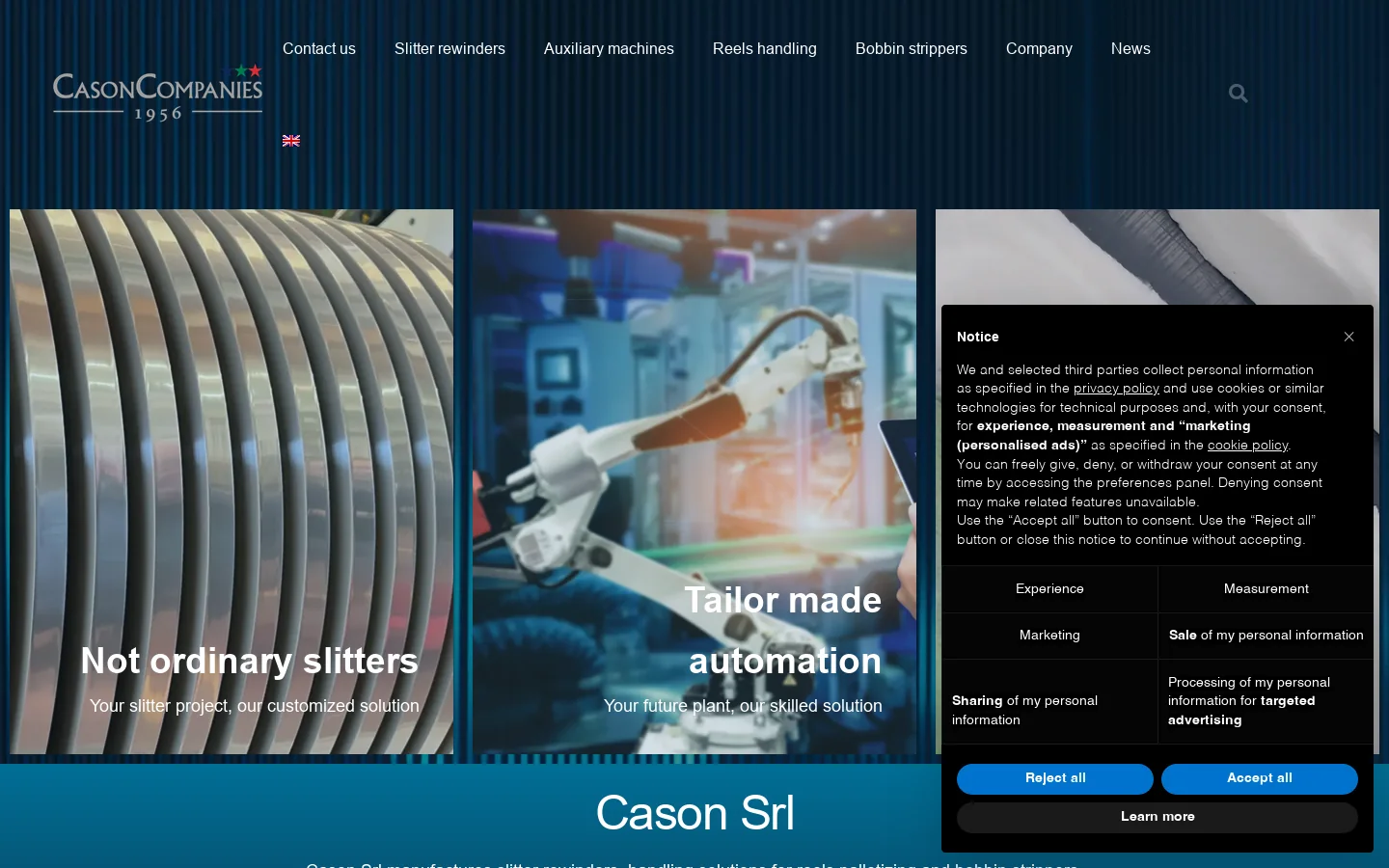 Cason Srl | Homepage Homepage screenshot