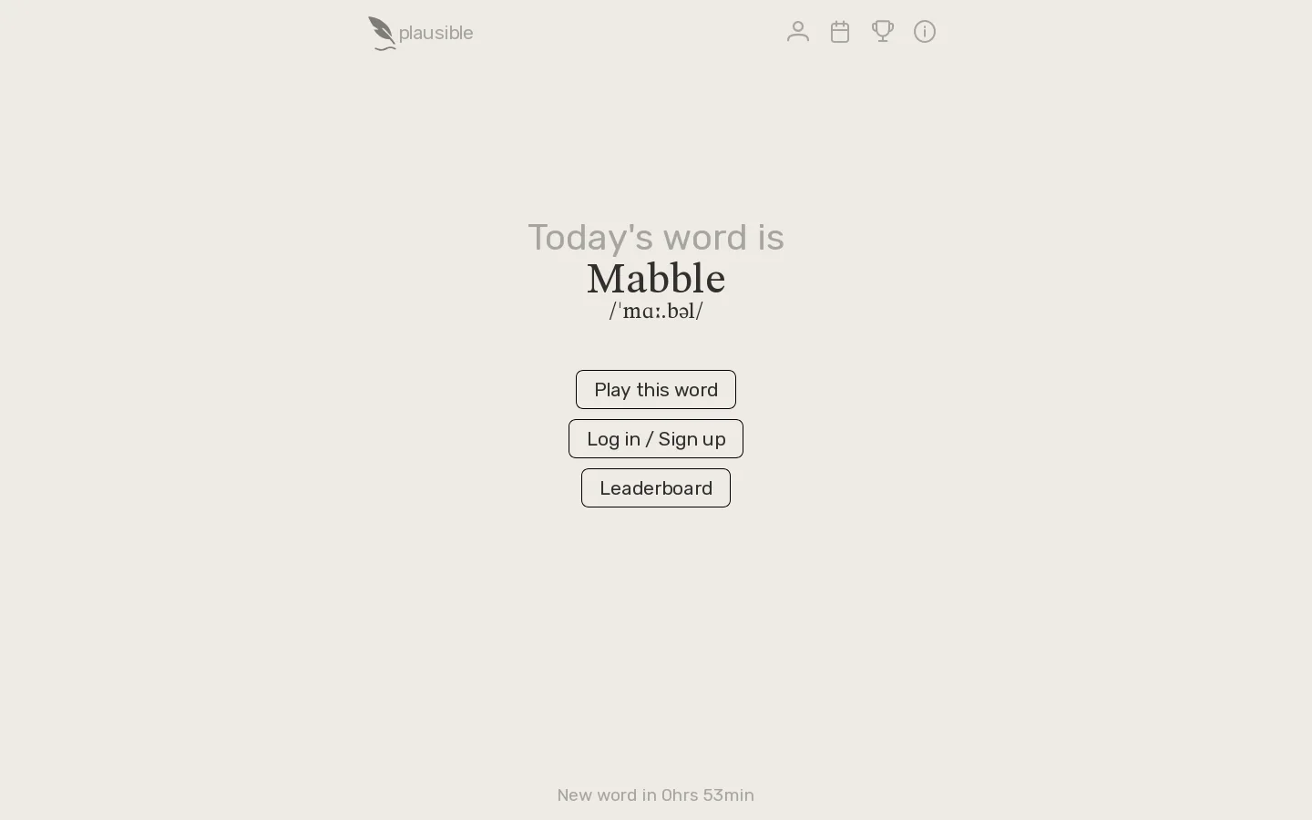 Plausible - The dictionary game Homepage screenshot