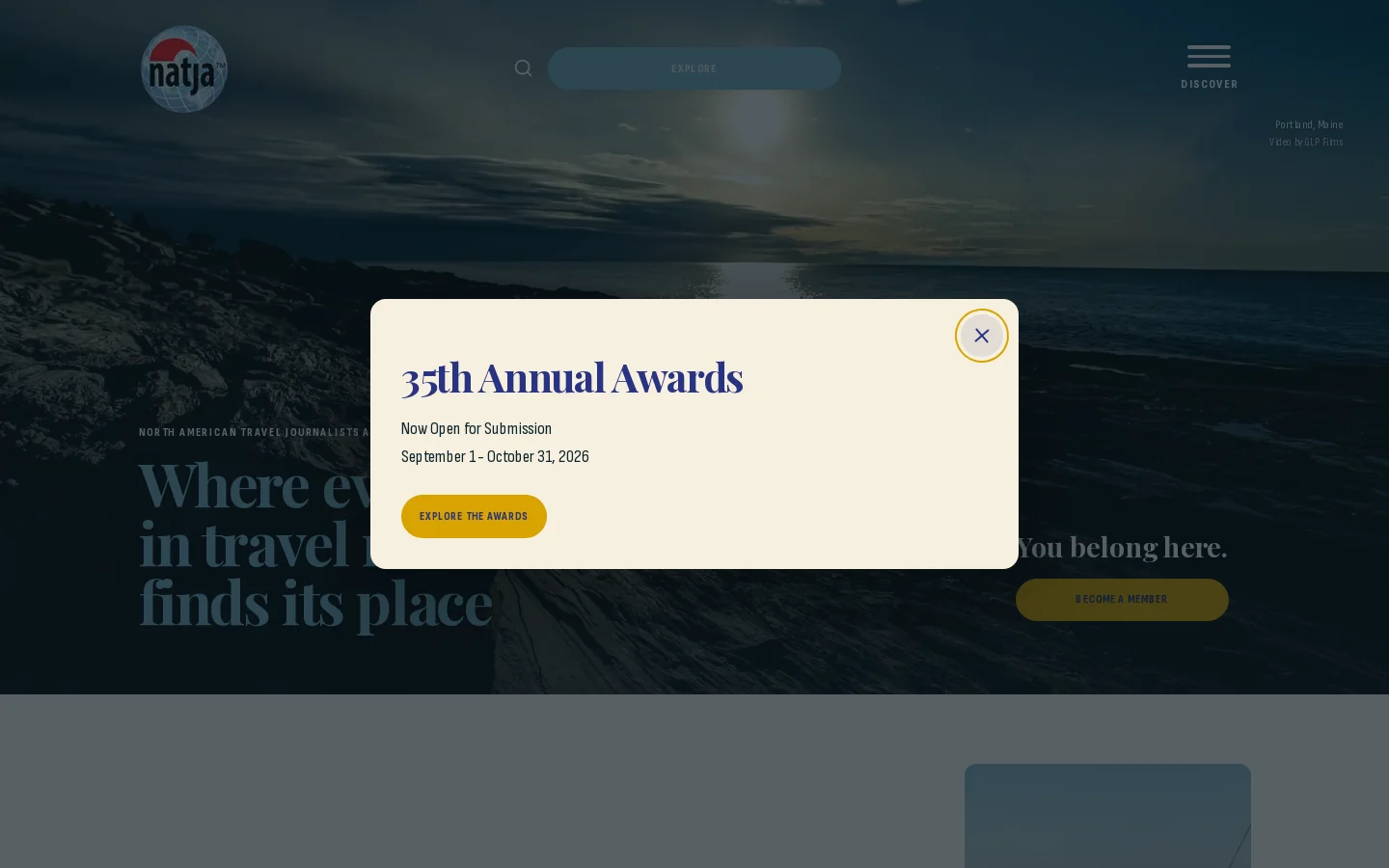 NATJA Homepage screenshot