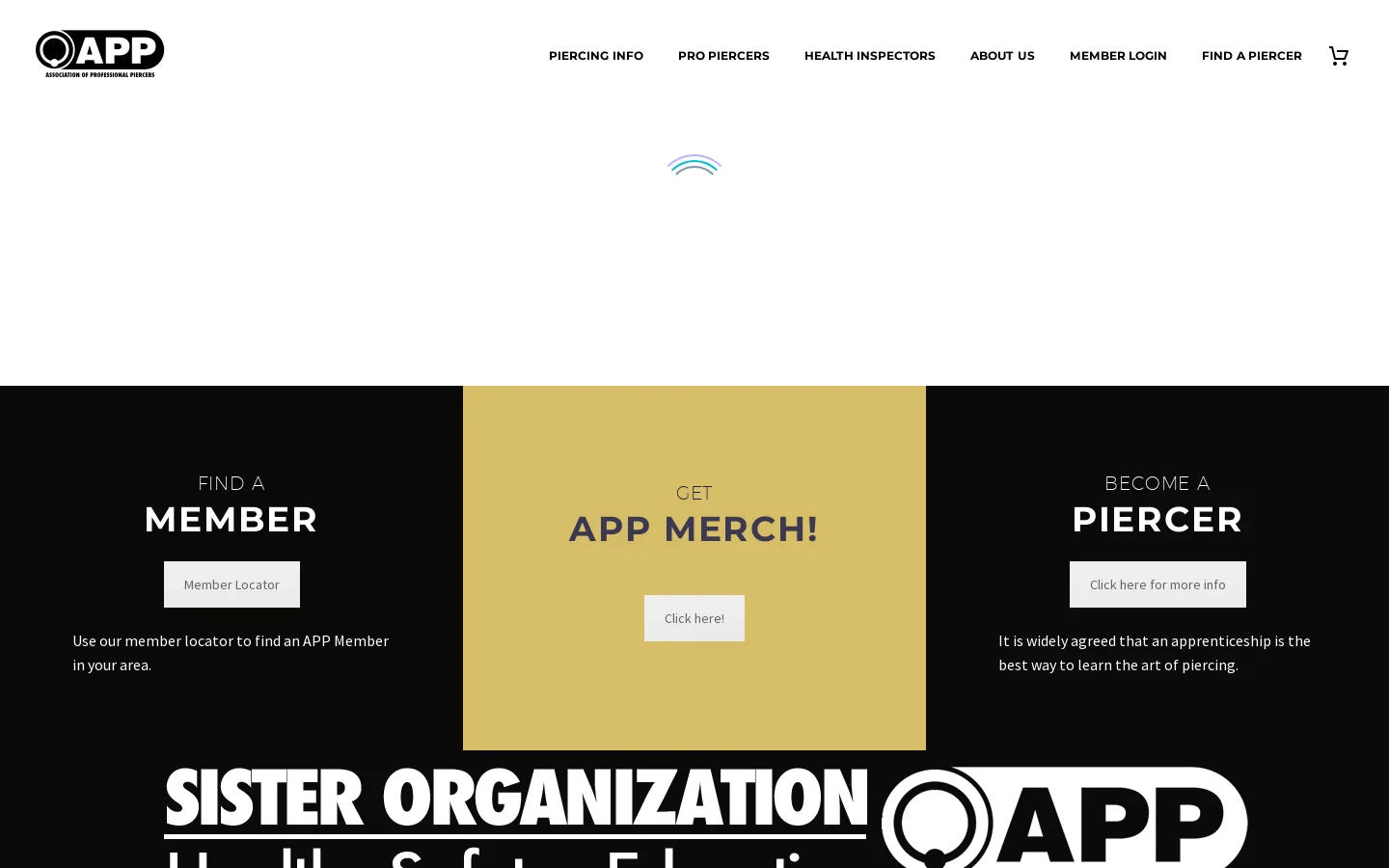 Association of Professional Piercers – The Association of Professional Piercers is a California-based, international non-profit organization dedicated to the dissemination of vital health and safety information about body piercing to piercers, health care professionals,legislators, and the general p Homepage screenshot