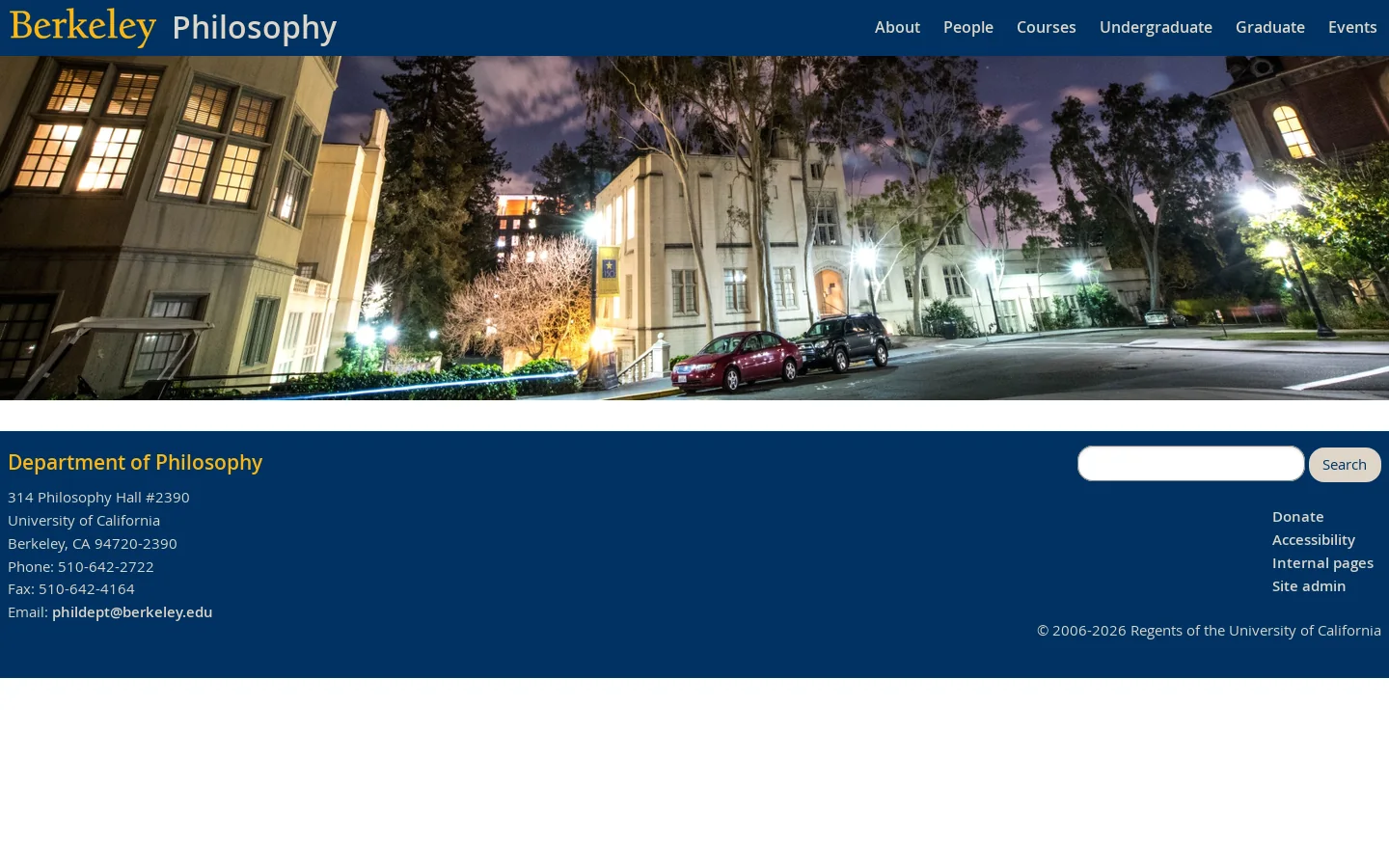 UC Berkeley - Department of Philosophy Homepage screenshot