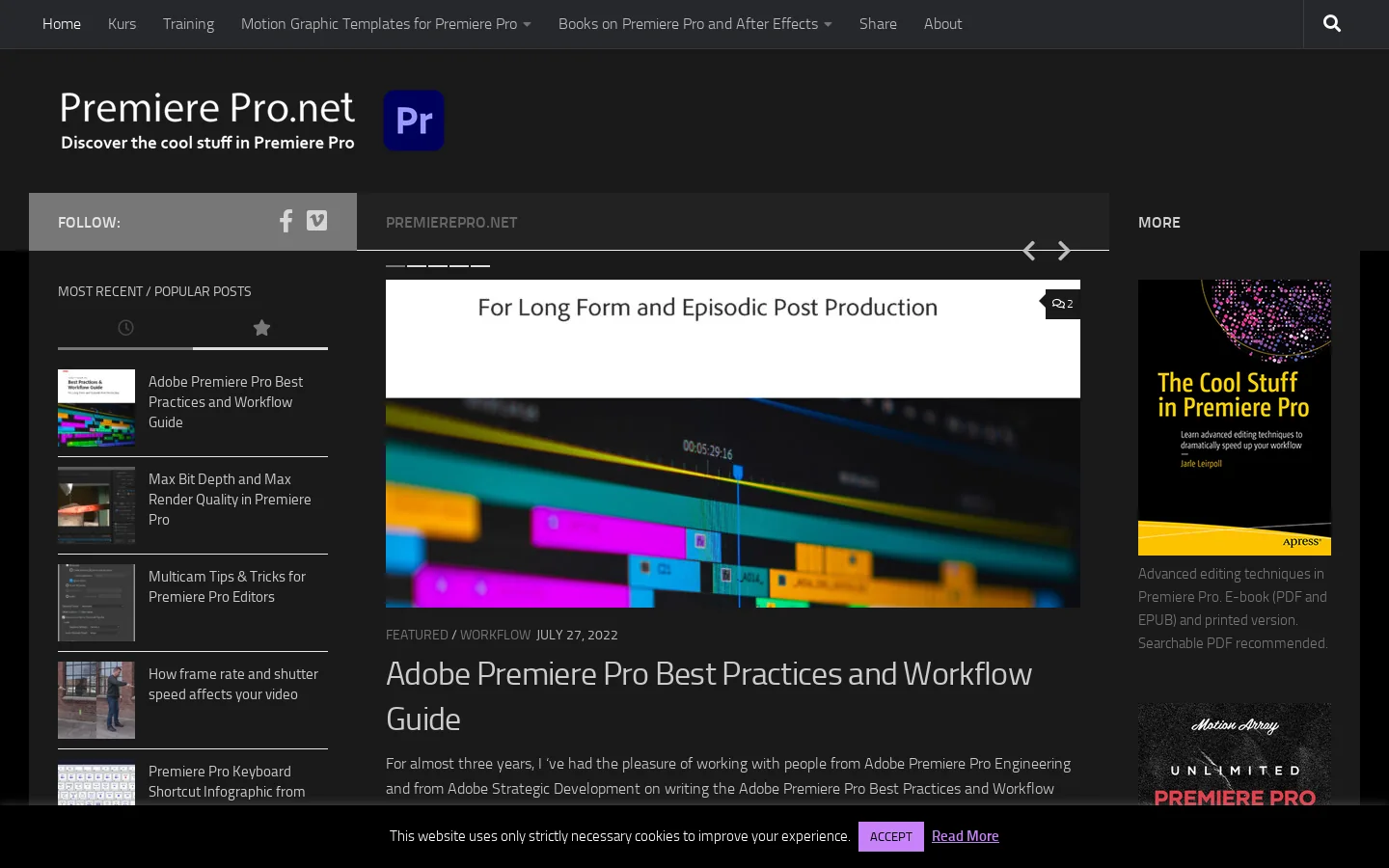PremierePro.net Homepage screenshot