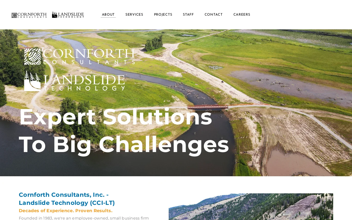 CORNFORTH CONSULTANTS - LANDSLIDE TECHNOLOGY - About Homepage screenshot