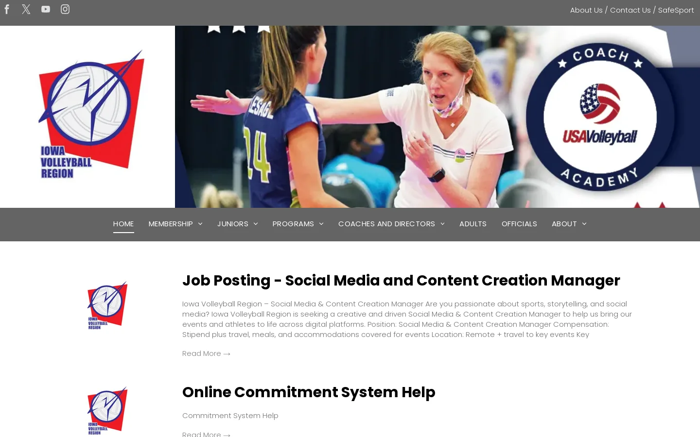 Iowa Volleyball Region Home Homepage screenshot