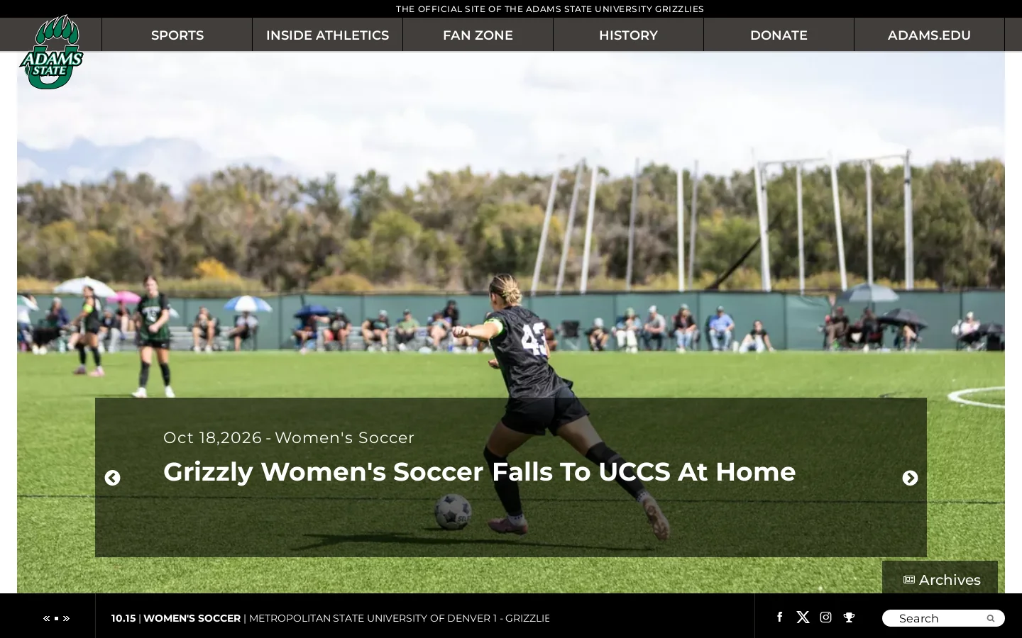 Adams State University Athletics - Official Athletics Website Homepage screenshot