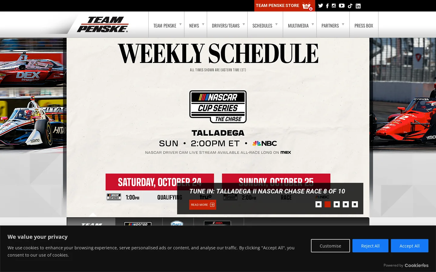 Team Penske Homepage screenshot