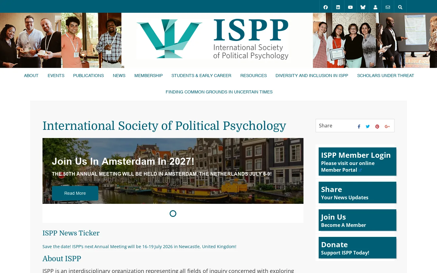 ISPP Homepage screenshot