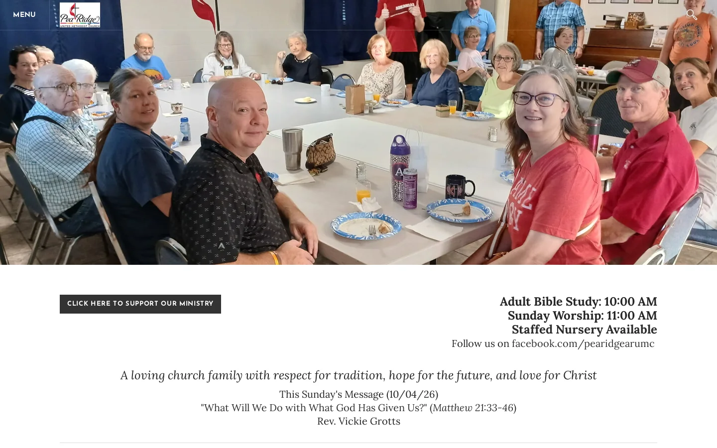 Pea Ridge UMC Homepage screenshot
