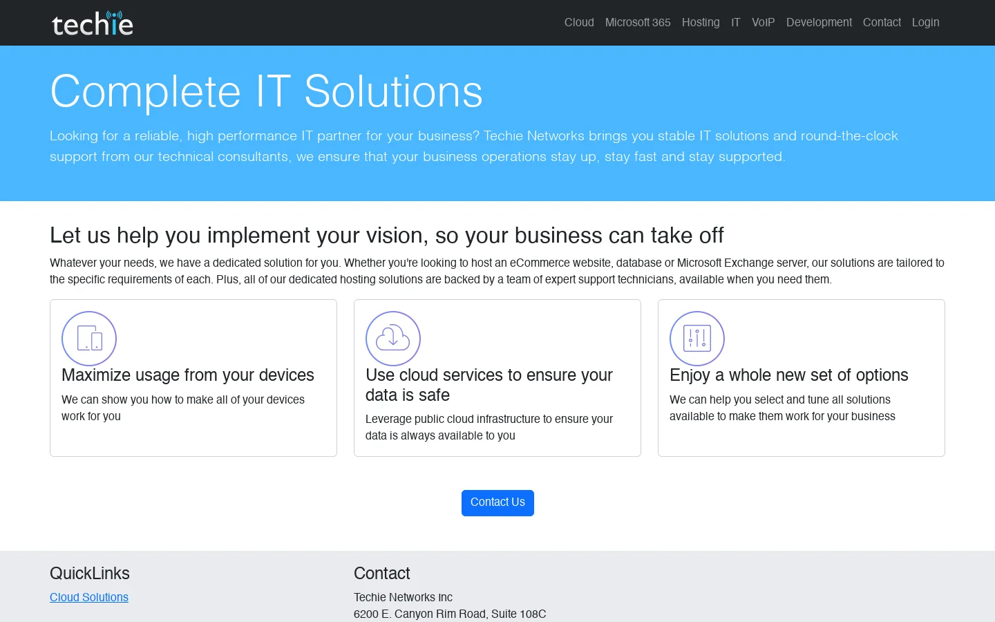 Techie Networks, Your Cloud Solution Provider Homepage screenshot