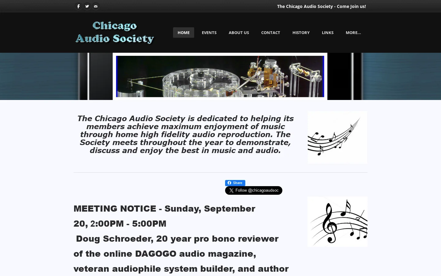 Chicago Audio Society Homepage screenshot