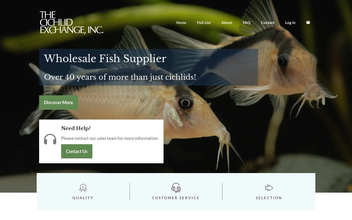 The Cichlid Exchange - Wholesale Fish Supplier Homepage screenshot