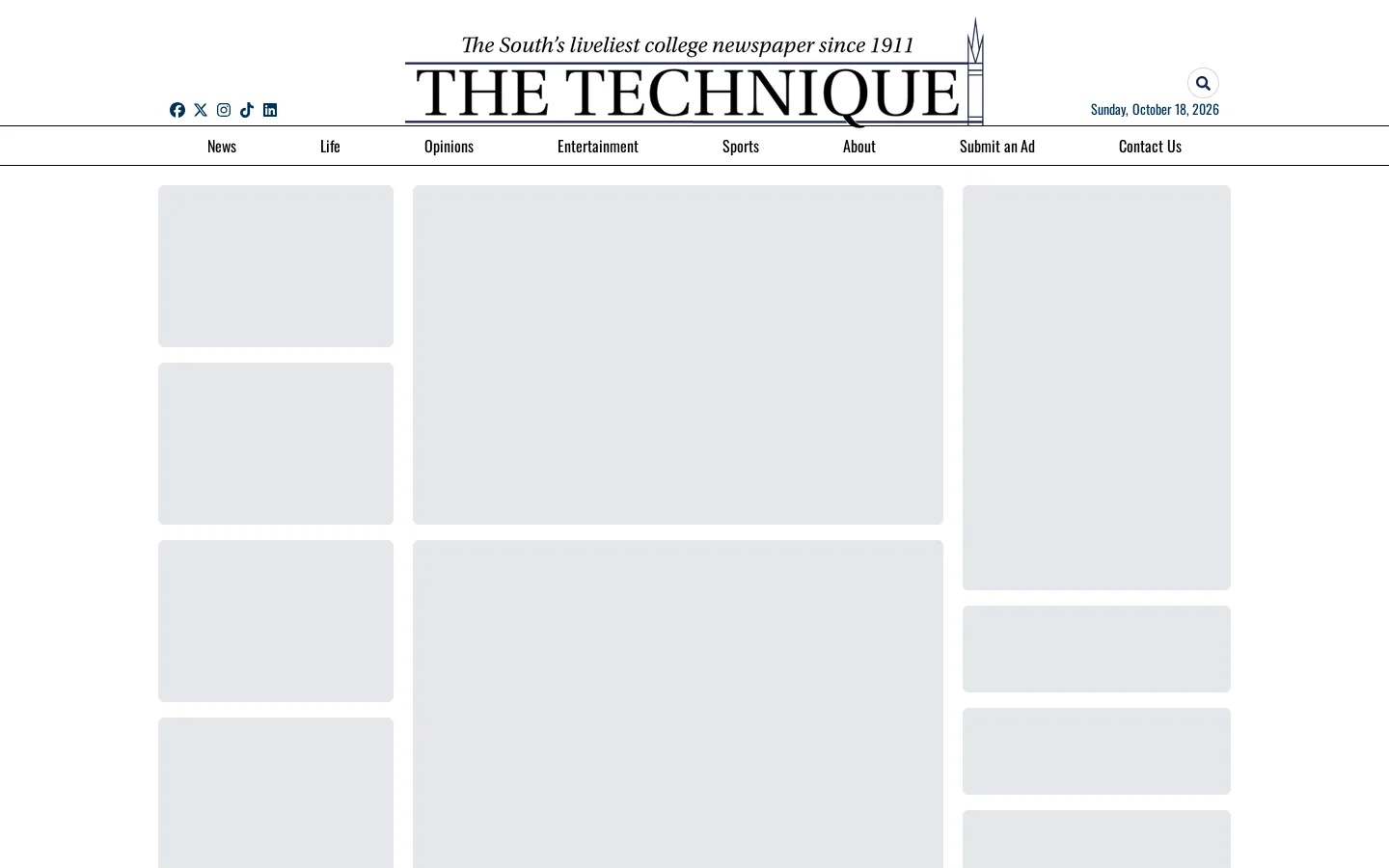 The South's Liveliest College Newspaper | Technique Homepage screenshot