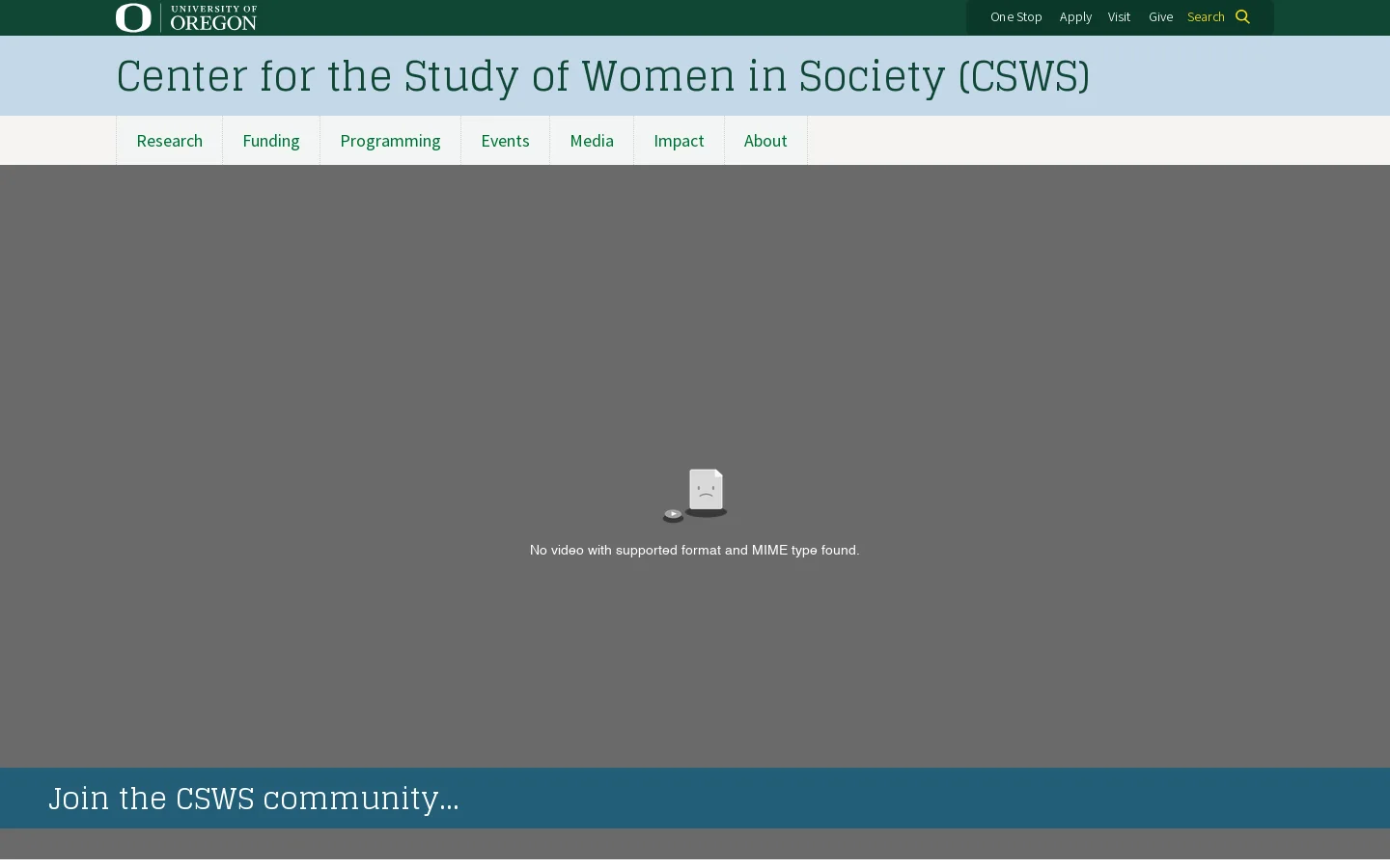Homepage | Center for the Study of Women in Society (CSWS) Homepage screenshot