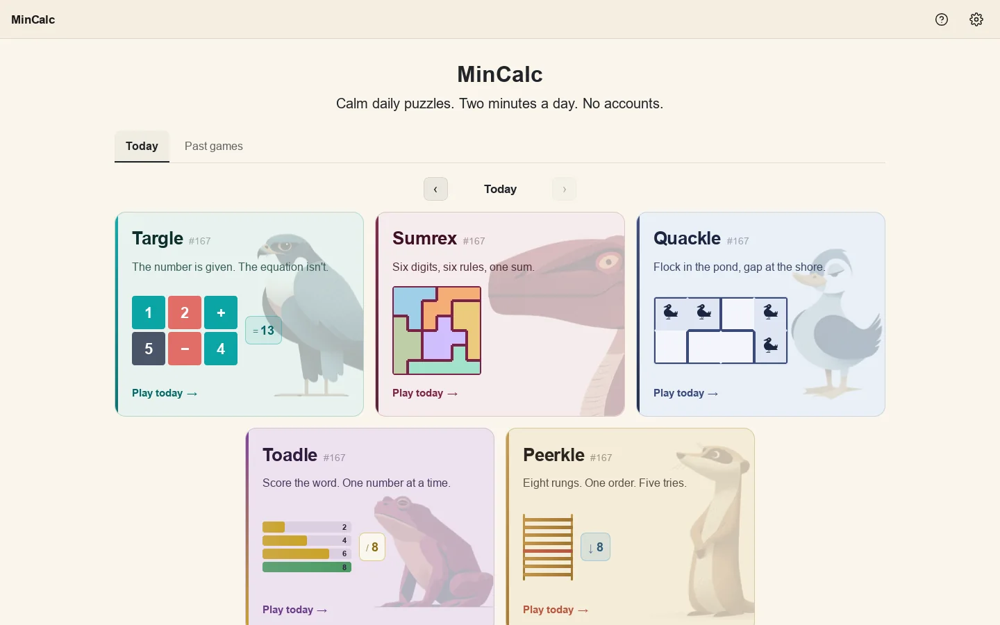 MinCalc Homepage screenshot