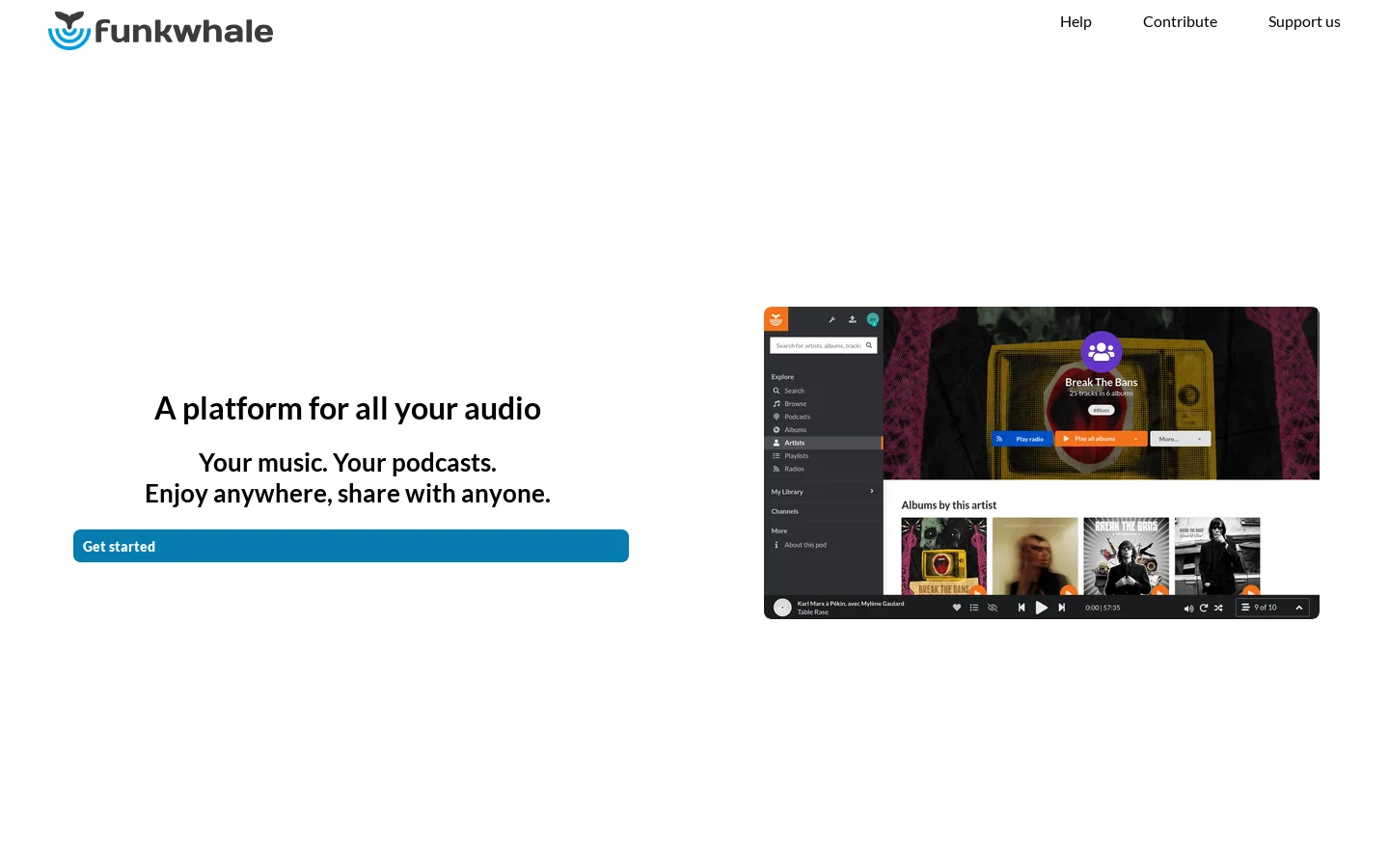 Funkwhale Homepage screenshot