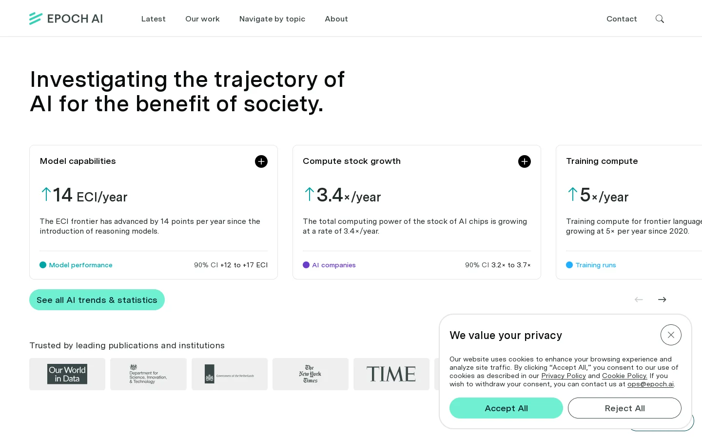 Epoch AI Homepage screenshot