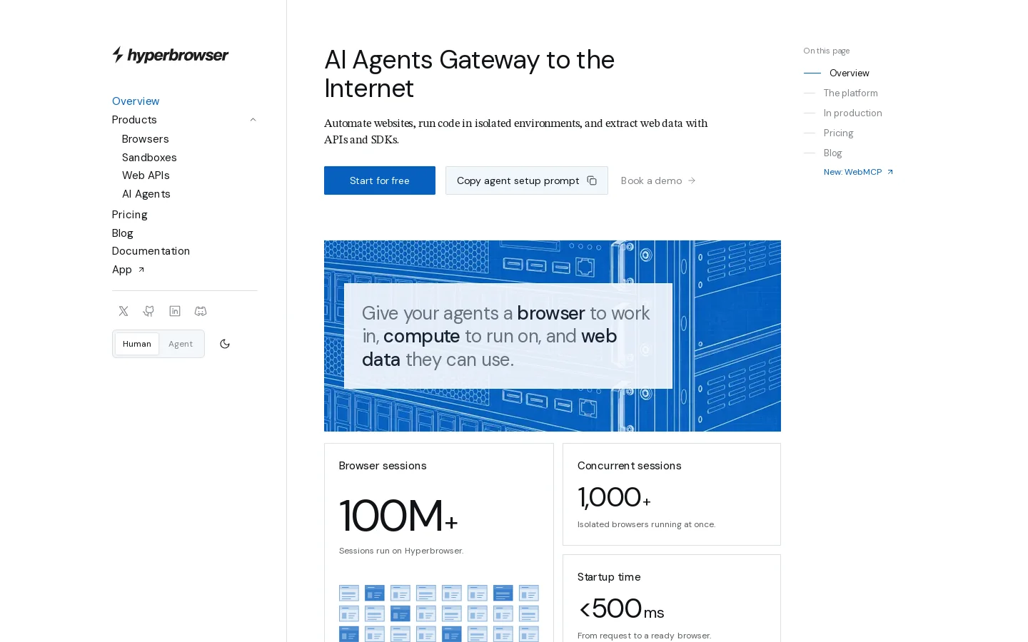 Hyperbrowser Homepage screenshot