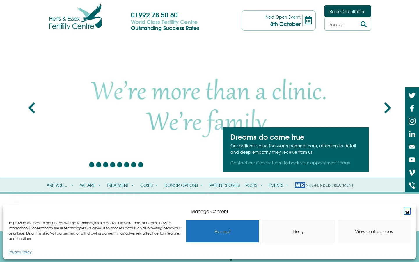 IVF & Fertility Treatment Clinic | Herts & Essex Fertility Centre Homepage screenshot