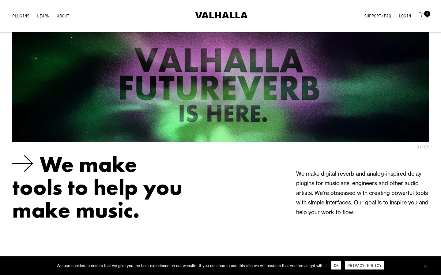Valhalla DSP Homepage screenshot